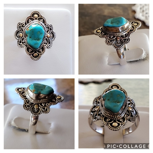 Genuine Sleeping Beauty Turquoise Ring Size 10 - Picture 2 of 7